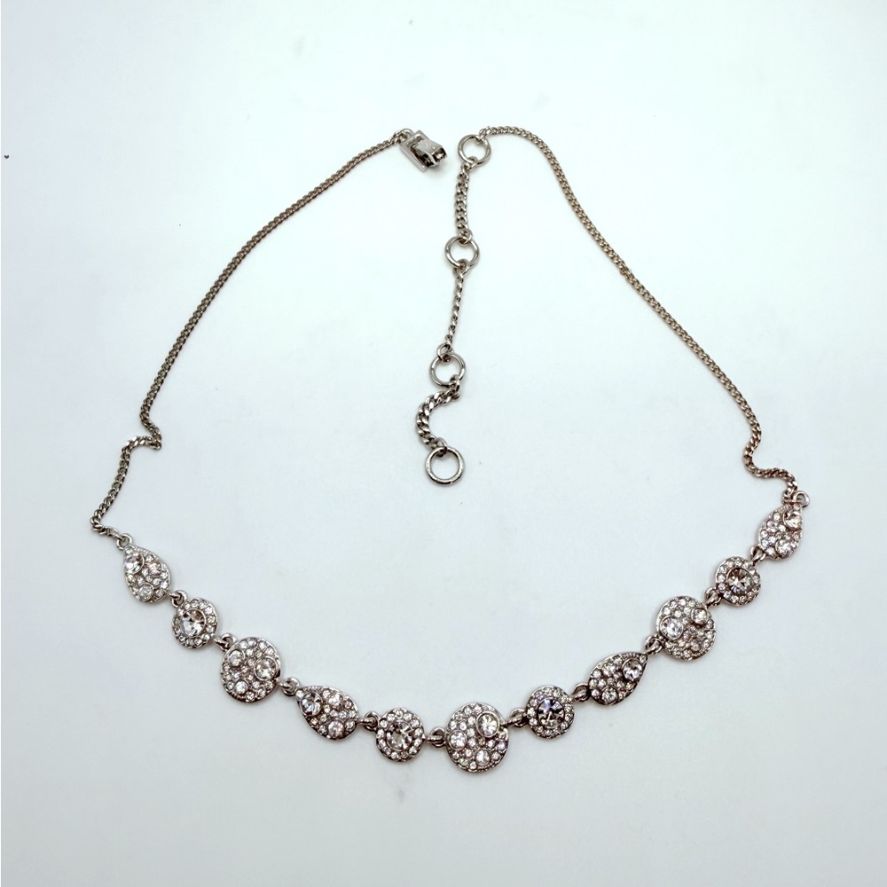 Givenchy silvertone 2000s crystal pave link necklace signed designer jewelry 15+